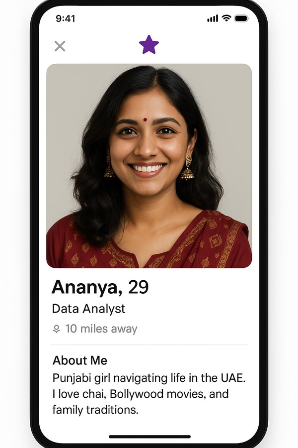 dating app profile with Indian cultural cues
