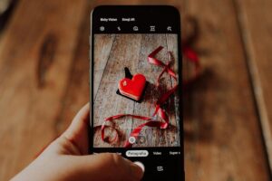 AI-powered dating apps concept with neon heart and technology theme