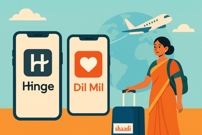 Comparison of Hinge, Dil Mil, and Shaadi.com apps for Indian expats in 2025